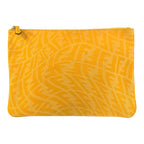 Fendi FF Vertigo Yellow Silver Canvas Clutch
