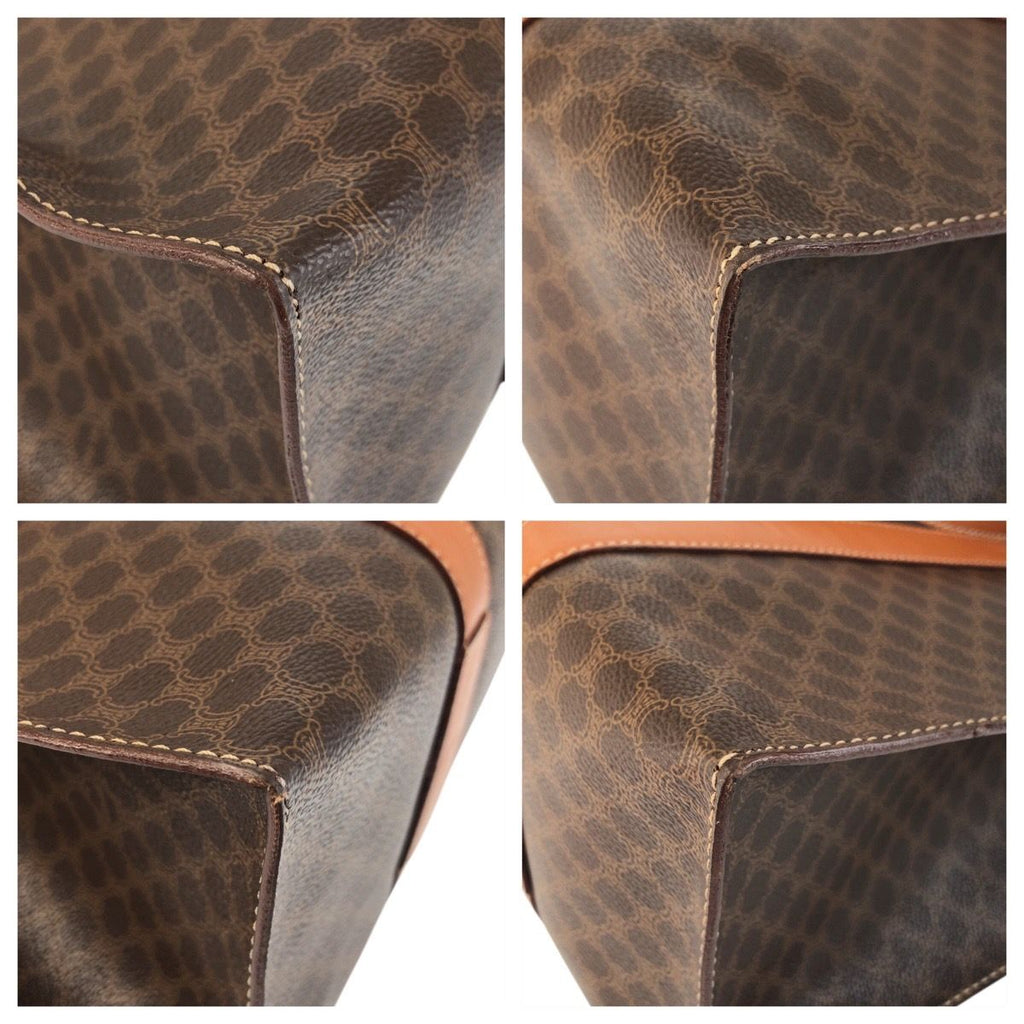 Celine Macadam Brown Gold Leather Tote Shoulder Bag — view 3