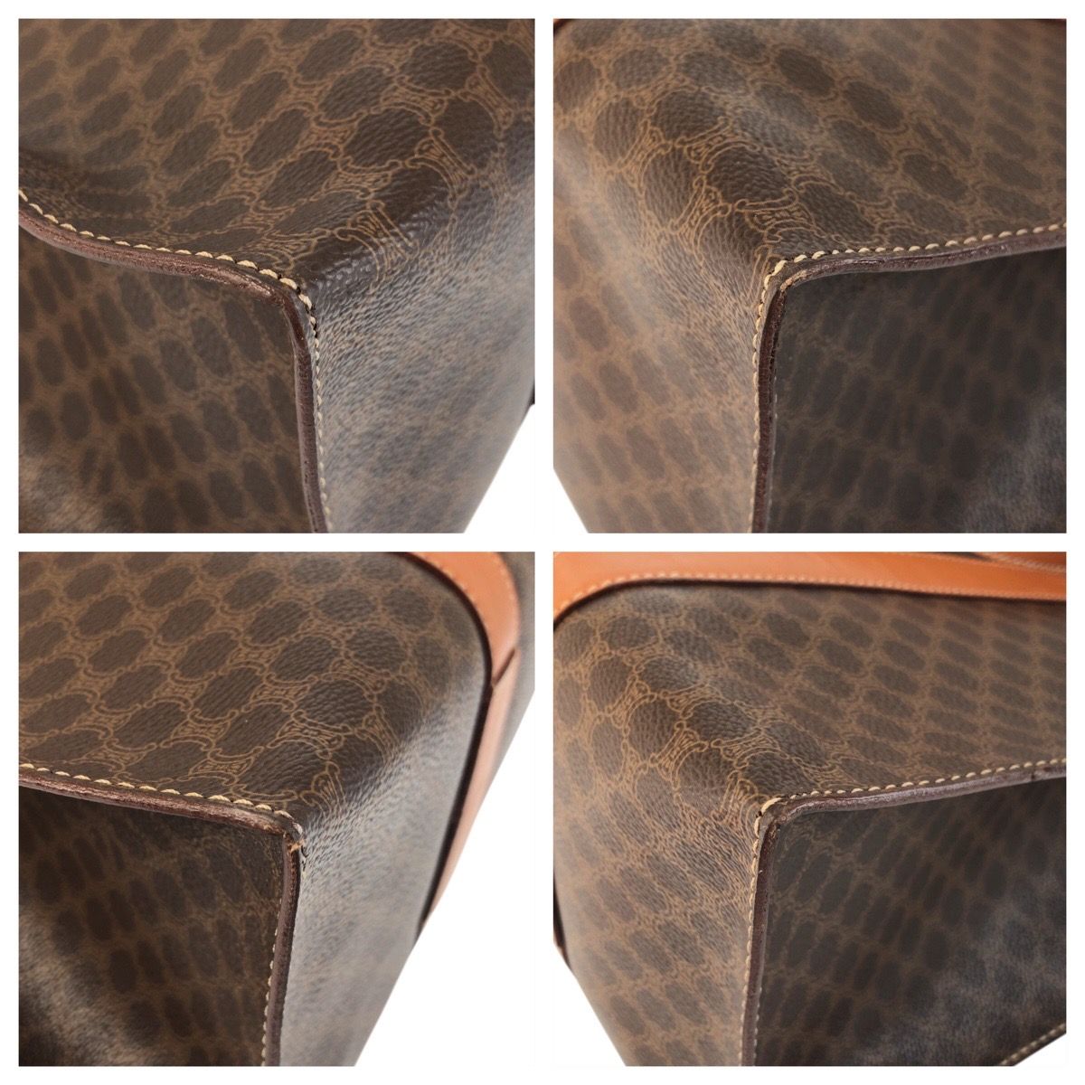 Celine Macadam Brown Gold Leather Tote Shoulder Bag — view 3