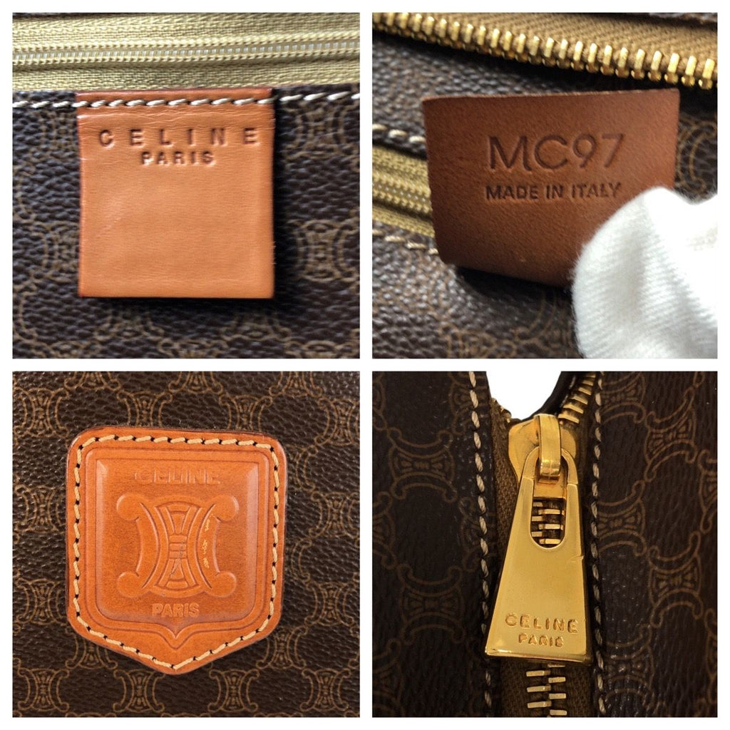 Celine Macadam Brown Gold Leather Tote Shoulder Bag — view 4