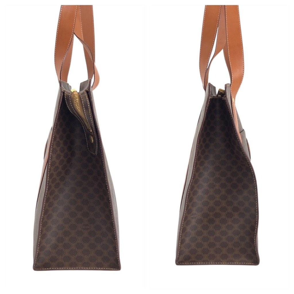 Celine Macadam Brown Gold Leather Tote Shoulder Bag — view 8