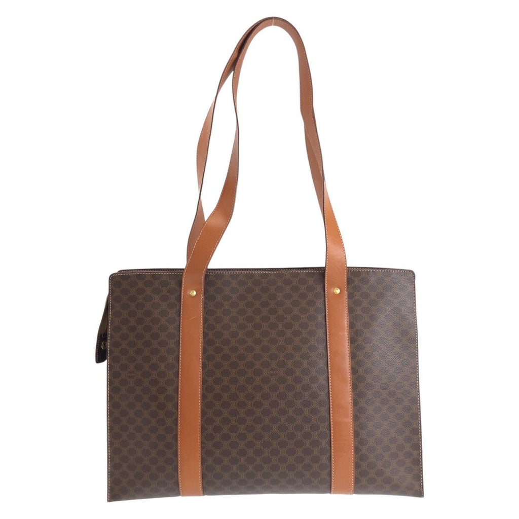Celine Macadam Brown Gold Leather Tote Shoulder Bag — view 2
