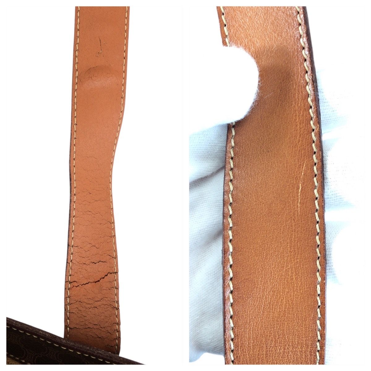 Celine Macadam Brown Gold Leather Tote Shoulder Bag — view 6