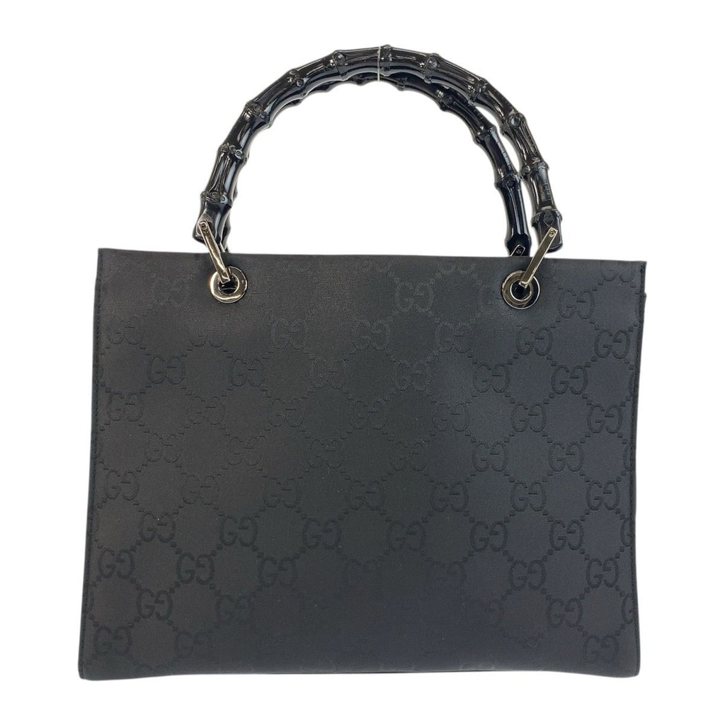 Gucci Bamboo GG Pattern Black Nylon Tote Bag