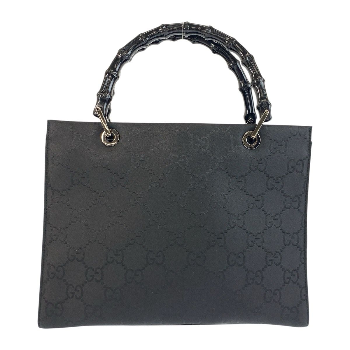 Gucci Bamboo GG Pattern Black Nylon Tote Bag