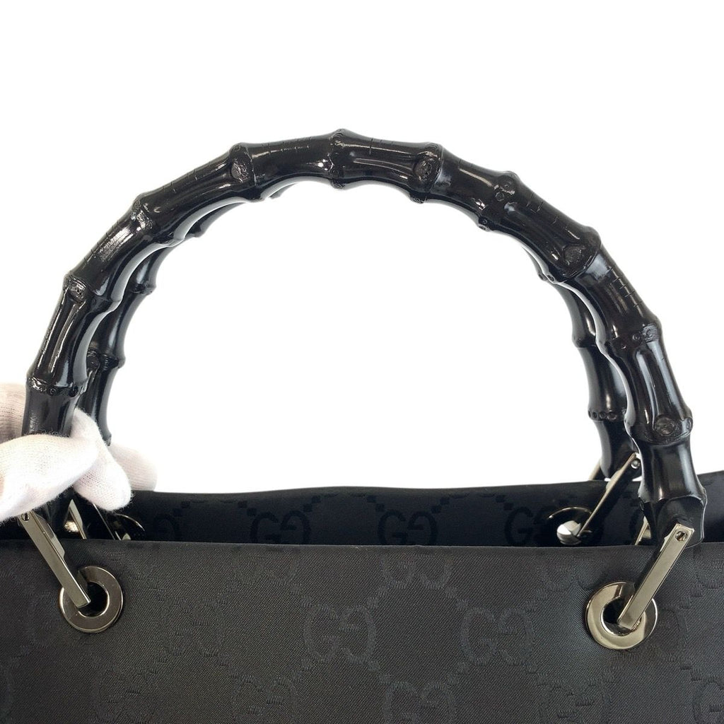 Gucci Bamboo GG Pattern Black Nylon Tote Bag — view 8
