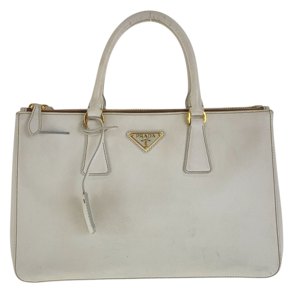 Prada Saffiano Galleria White Gold Leather Tote Bag