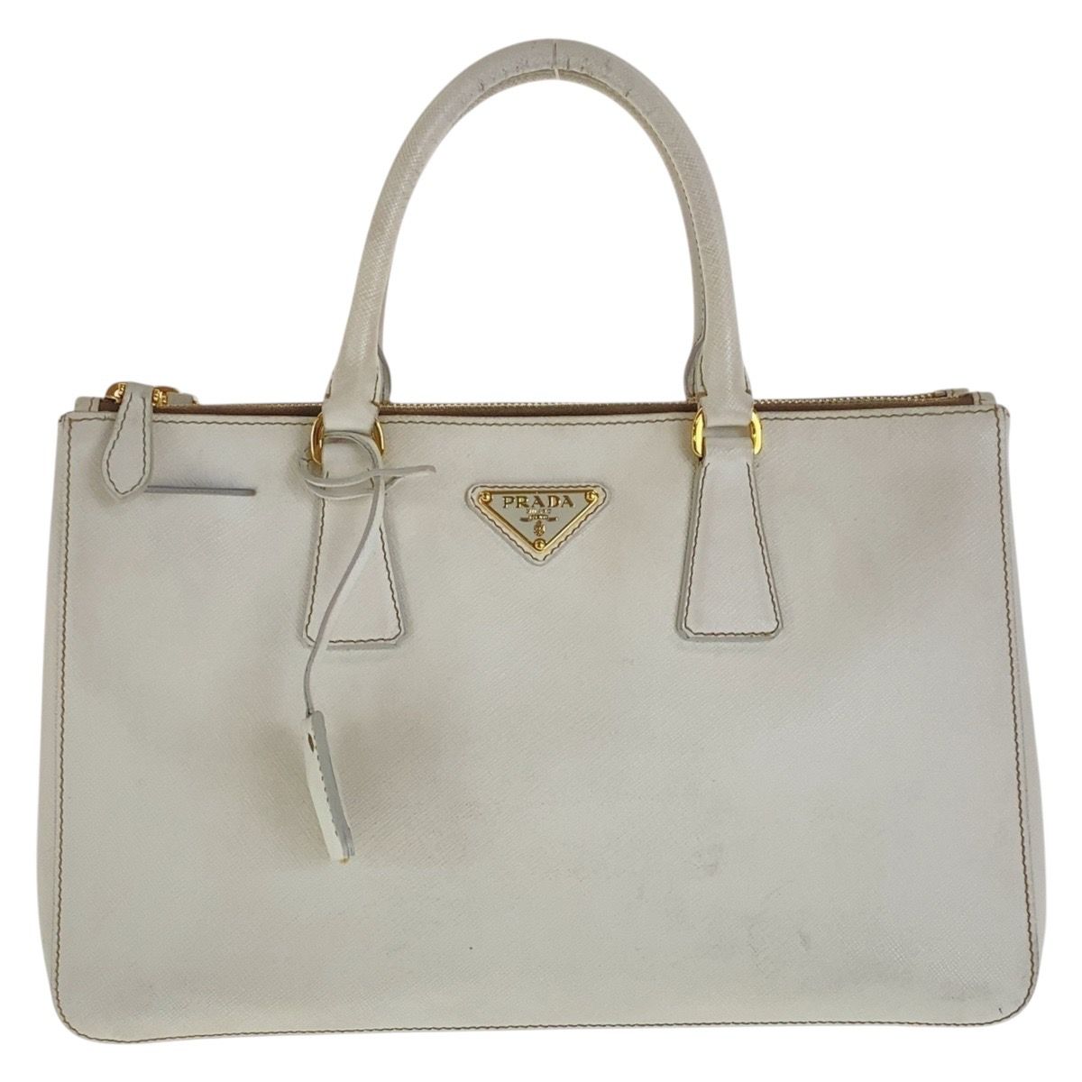 Prada Saffiano Galleria White Gold Leather Tote Bag