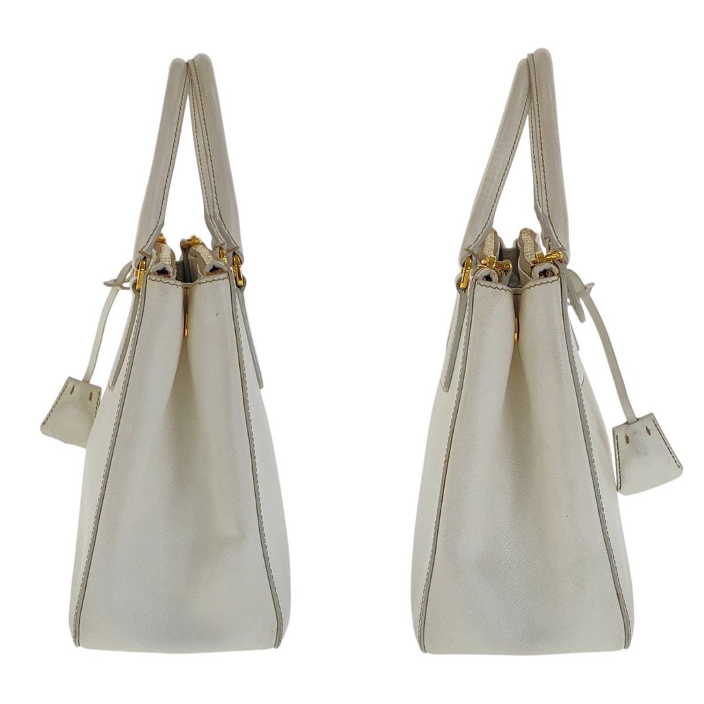 Prada Saffiano Galleria White Gold Leather Tote Bag — view 3
