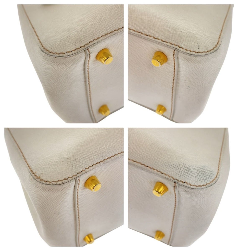 Prada Saffiano Galleria White Gold Leather Tote Bag — view 5