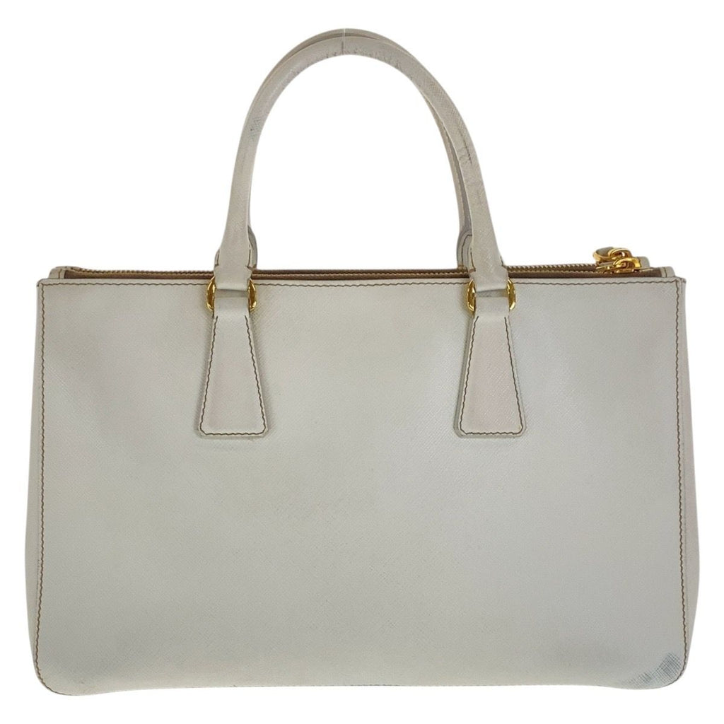 Prada Saffiano Galleria White Gold Leather Tote Bag — view 2