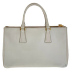 Prada Saffiano Galleria White Gold Leather Tote Bag — view 2