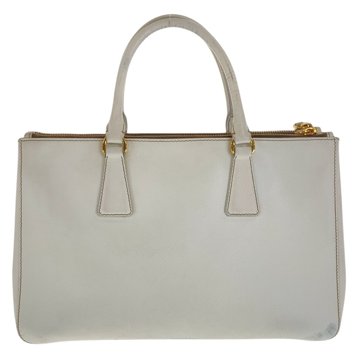 Prada Saffiano Galleria White Gold Leather Tote Bag — view 2