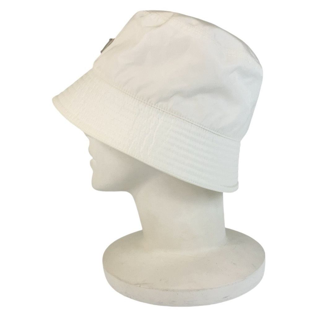 Prada Tessuto White Silver Nylon Bucket Hat — view 6
