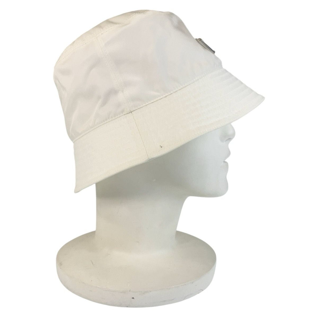 Prada Tessuto White Silver Nylon Bucket Hat — view 7