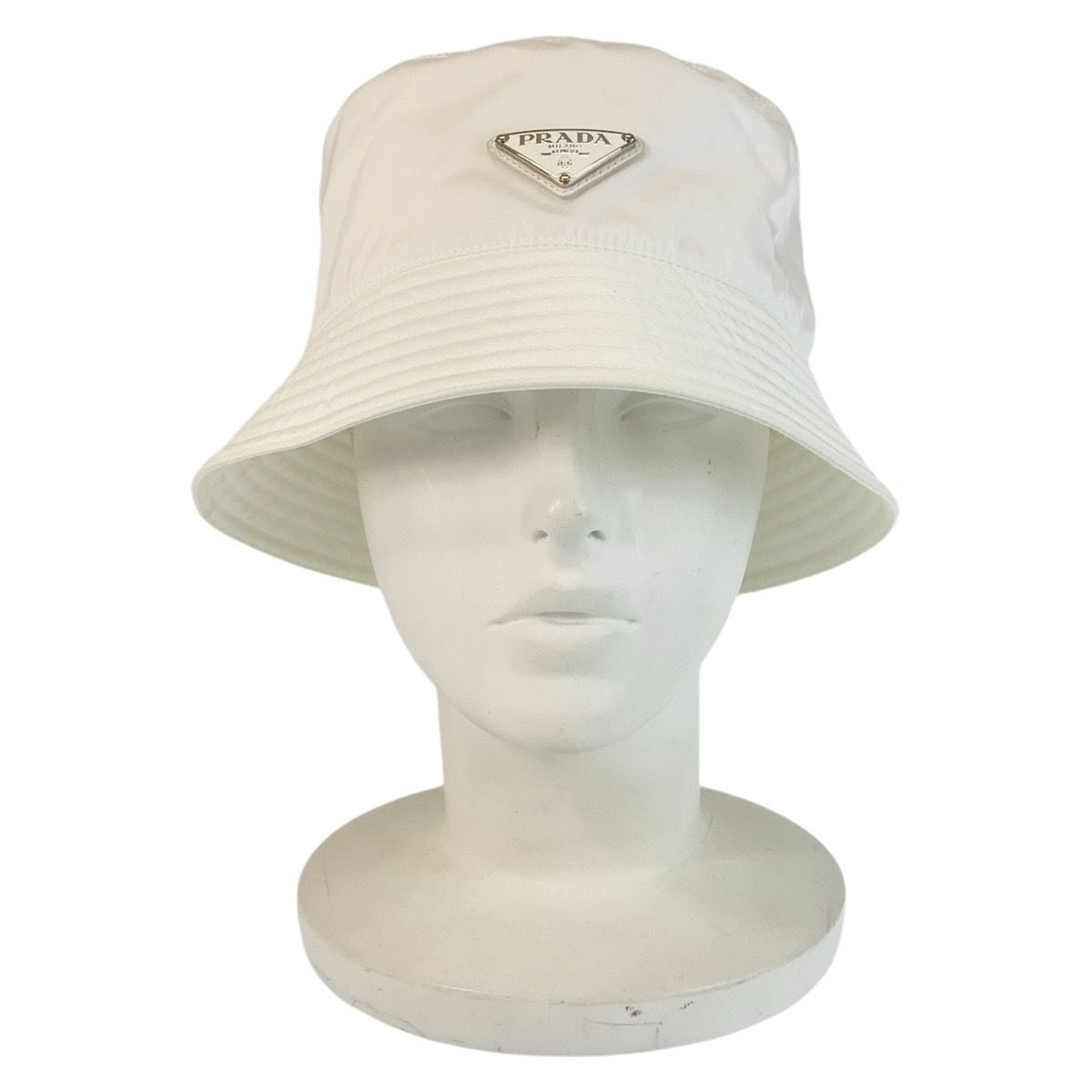 Prada Tessuto White Silver Nylon Bucket Hat — view 5