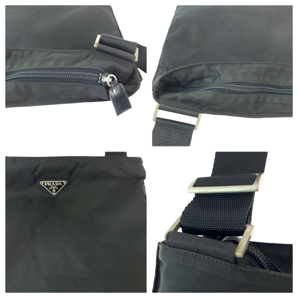 Prada Tessuto Black Silver Shoulder Bag — view 5