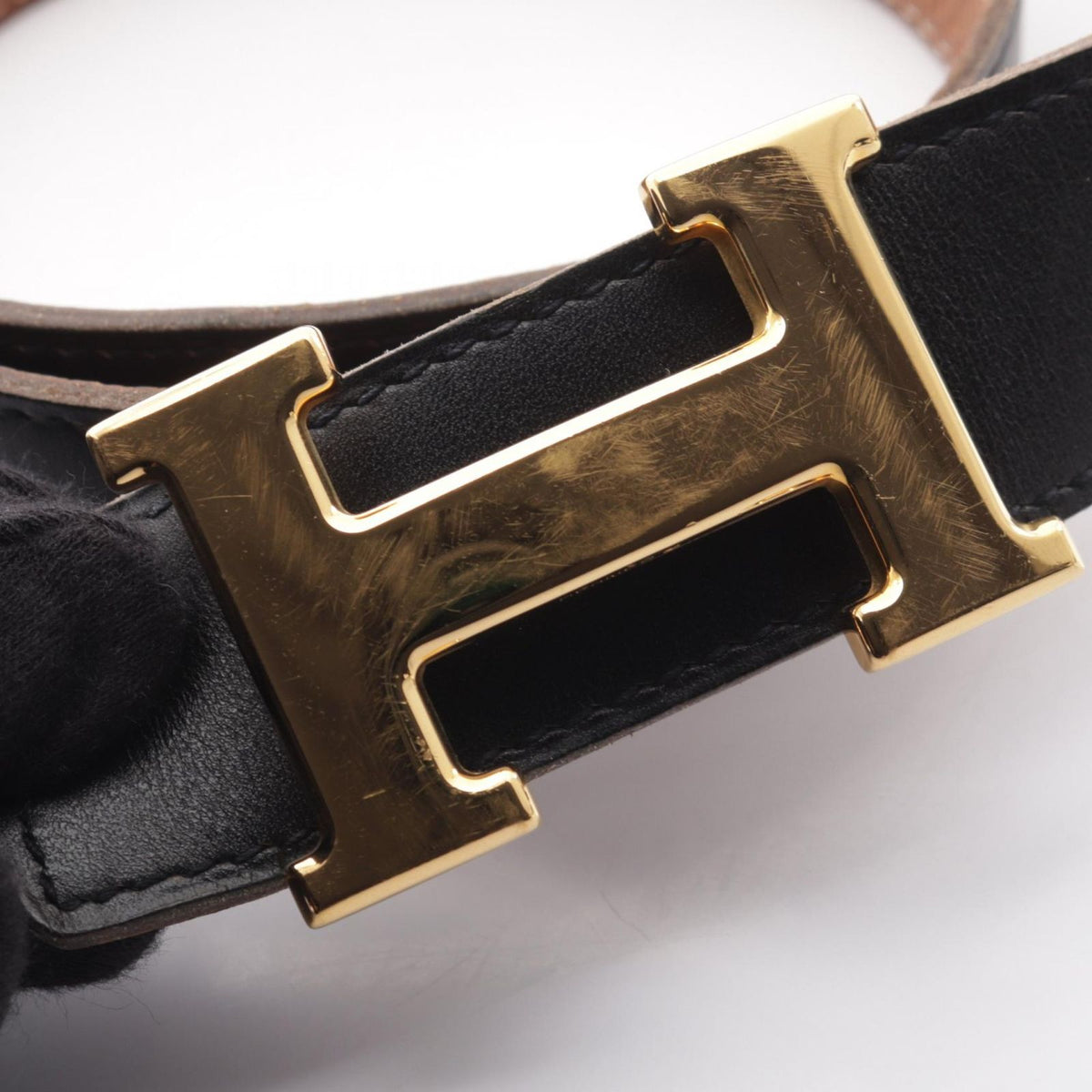 Hermes Belt Constance H Gold Reversible Black Calfskin — view 6