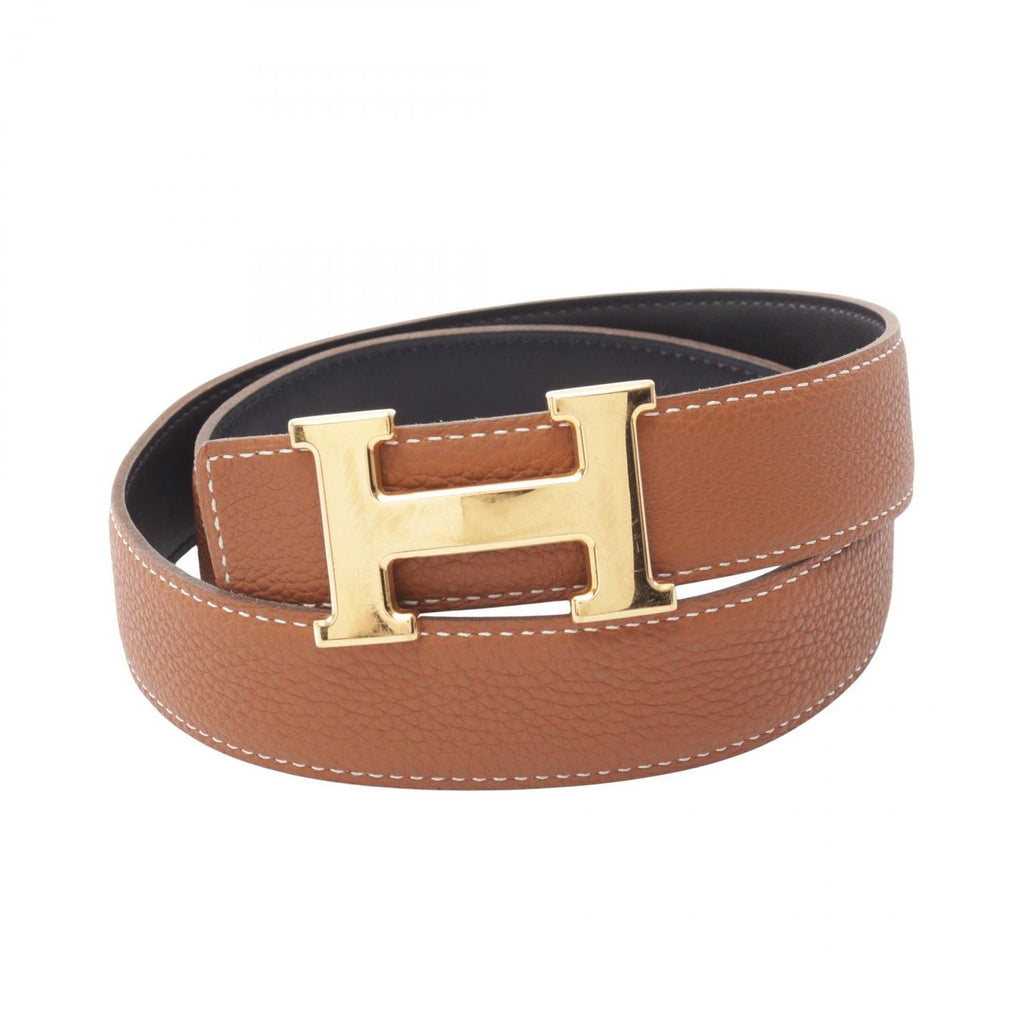 Hermes Belt Constance H Gold Reversible Black Calfskin — view 5