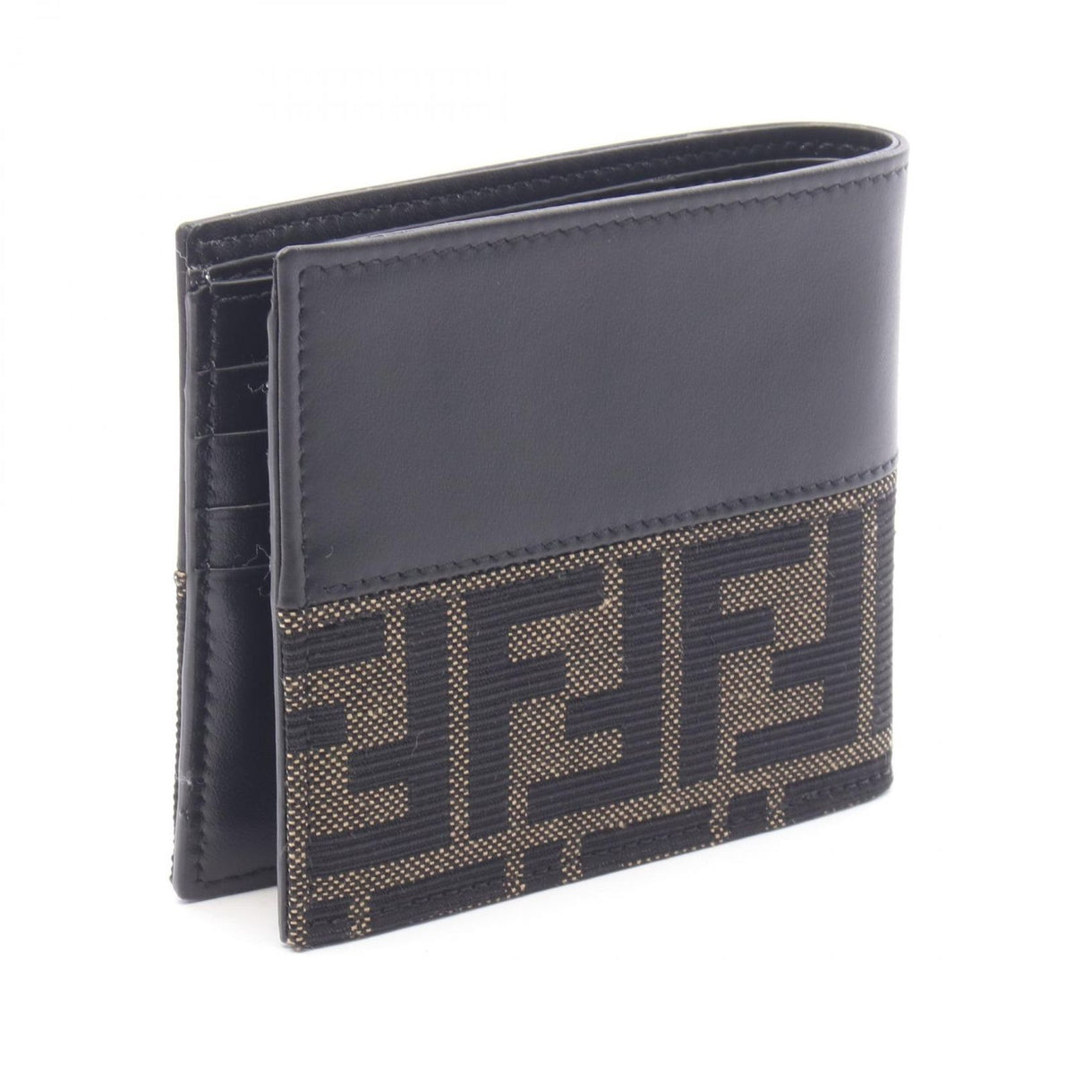 Fendi Bifold Wallet FF Jacquard Zucca Canvas Leather Card Case — view 2
