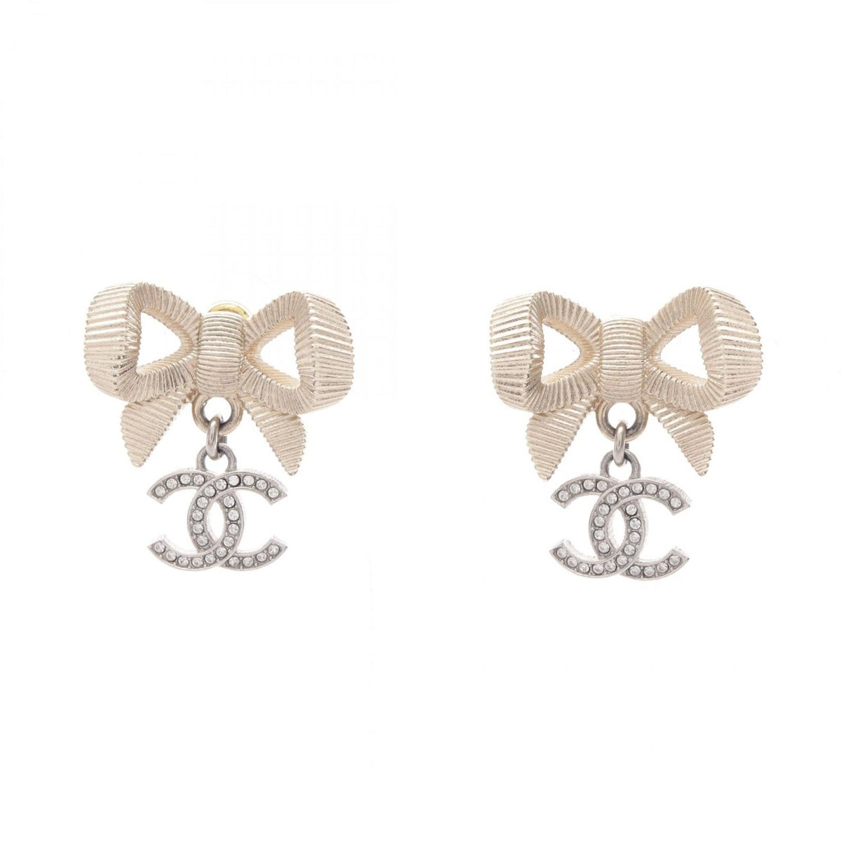 Chanel Earrings CC Logo Ribbon