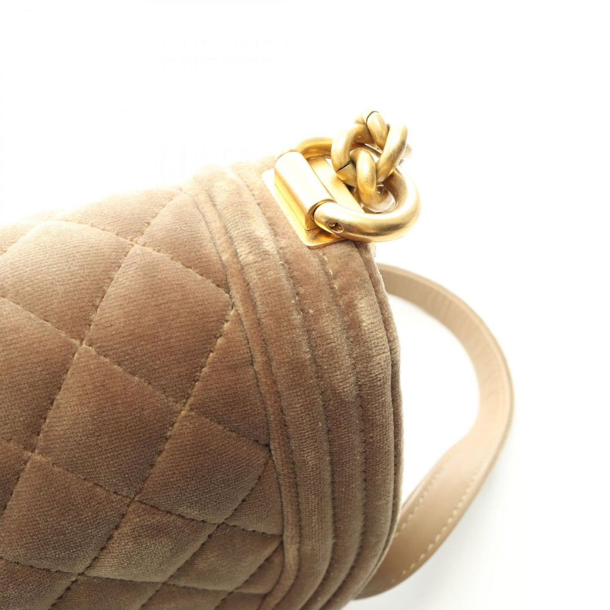 Chanel Shoulder Bag Boy Small Beige Fabric Chain — view 6