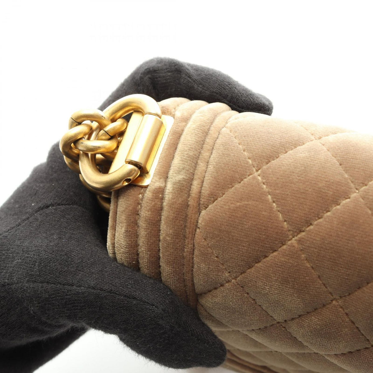 Chanel Shoulder Bag Boy Small Beige Fabric Chain — view 7