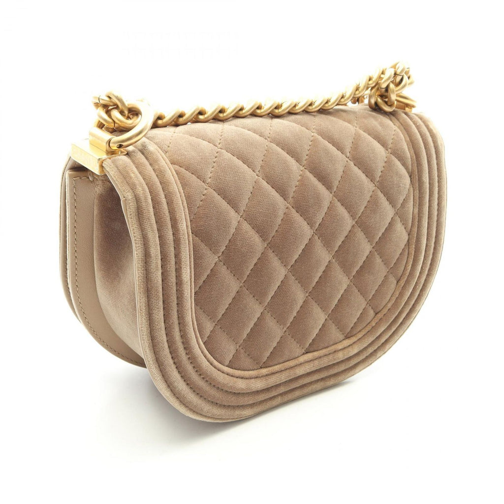 Chanel Shoulder Bag Boy Small Beige Fabric Chain — view 2