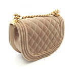 Chanel Shoulder Bag Boy Small Beige Fabric Chain — view 2