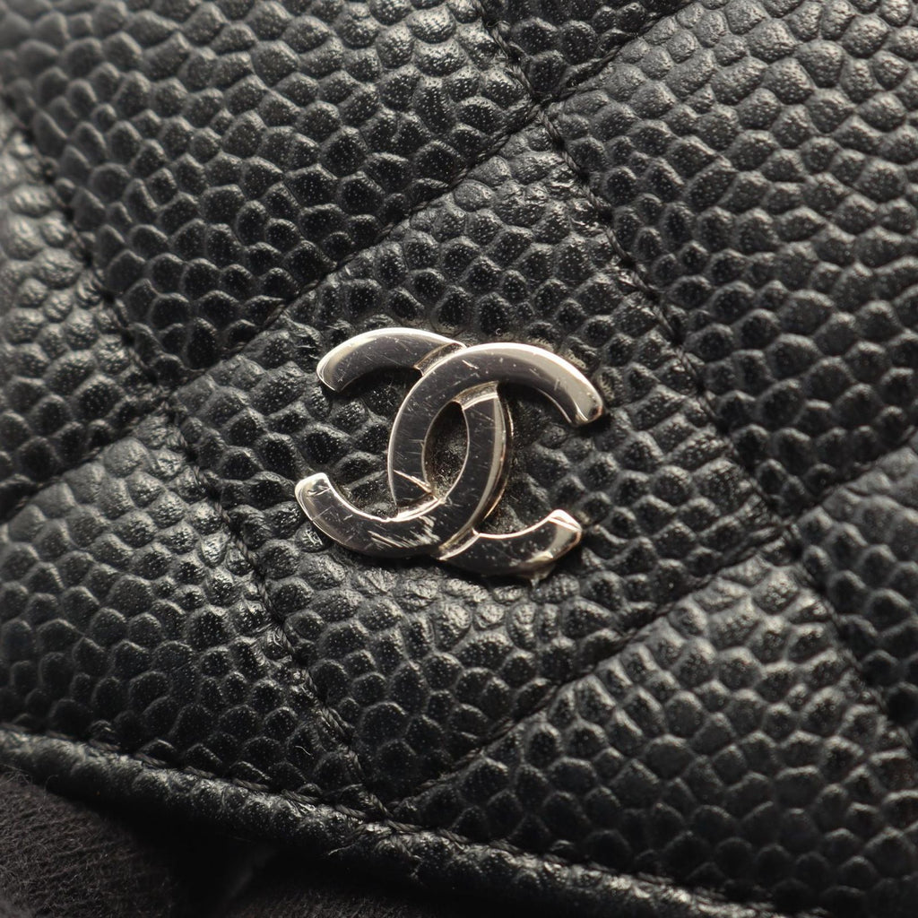 Chanel Shoulder Bag Quilted Black Caviar Leather Chain Wallet — view 6