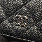 Chanel Shoulder Bag Quilted Black Caviar Leather Chain Wallet — view 6