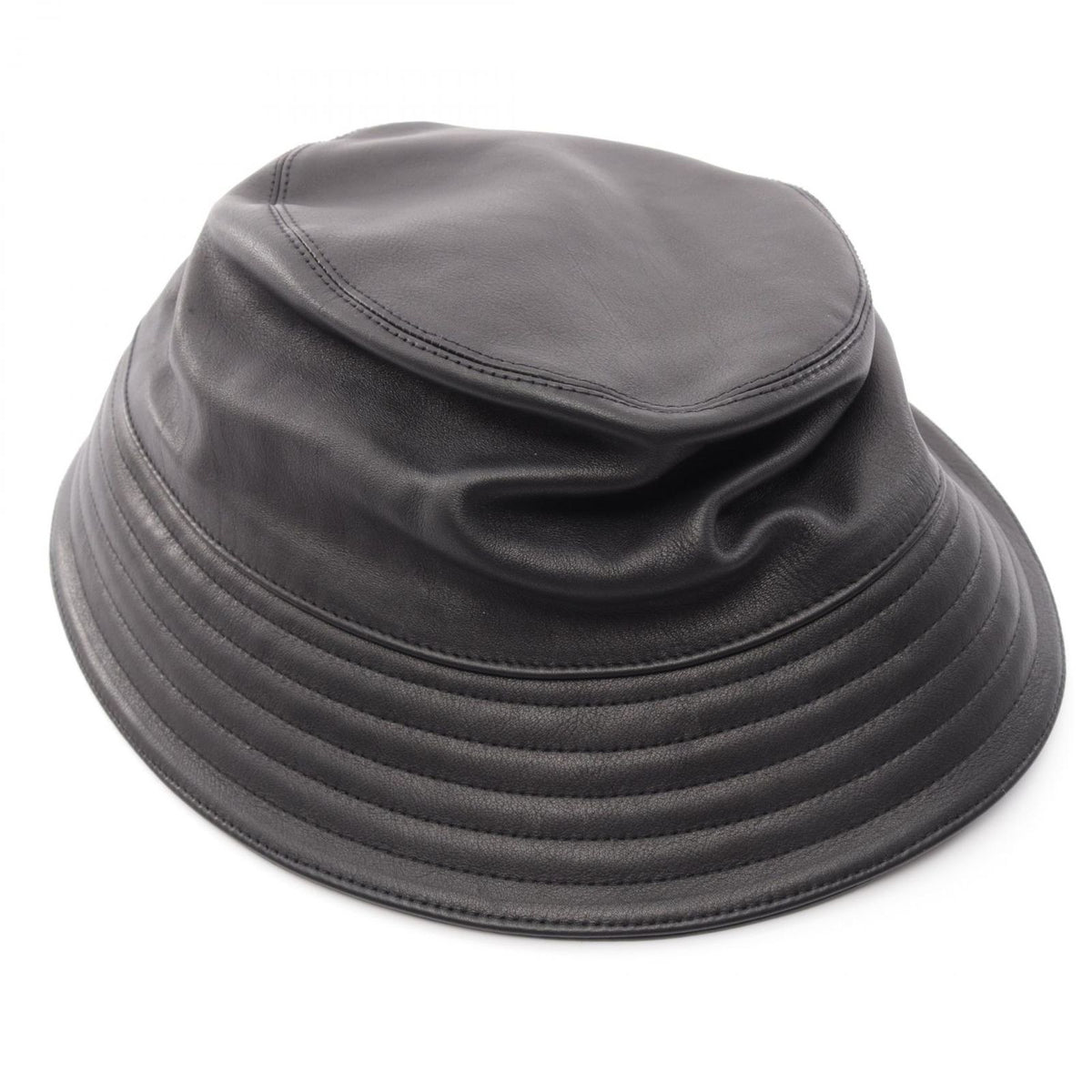 Hermes Hat Sellier Buttons Bucket Leather Hat — view 7