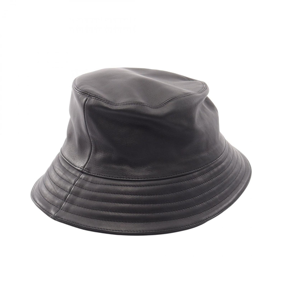 Hermes Hat Sellier Buttons Bucket Leather Hat — view 2