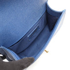 Chanel Shoulder Bag Boy Small Blue Caviar Leather Chain — view 3