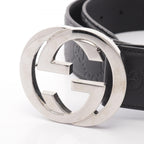 Gucci Belt Interlocking G Guccissima Silver Black Leather — view 2
