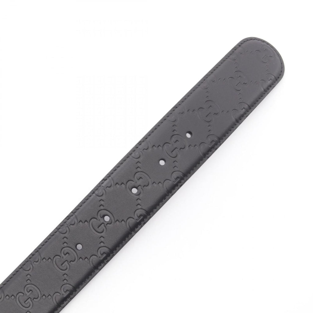 Gucci Belt Interlocking G Guccissima Silver Black Leather — view 3