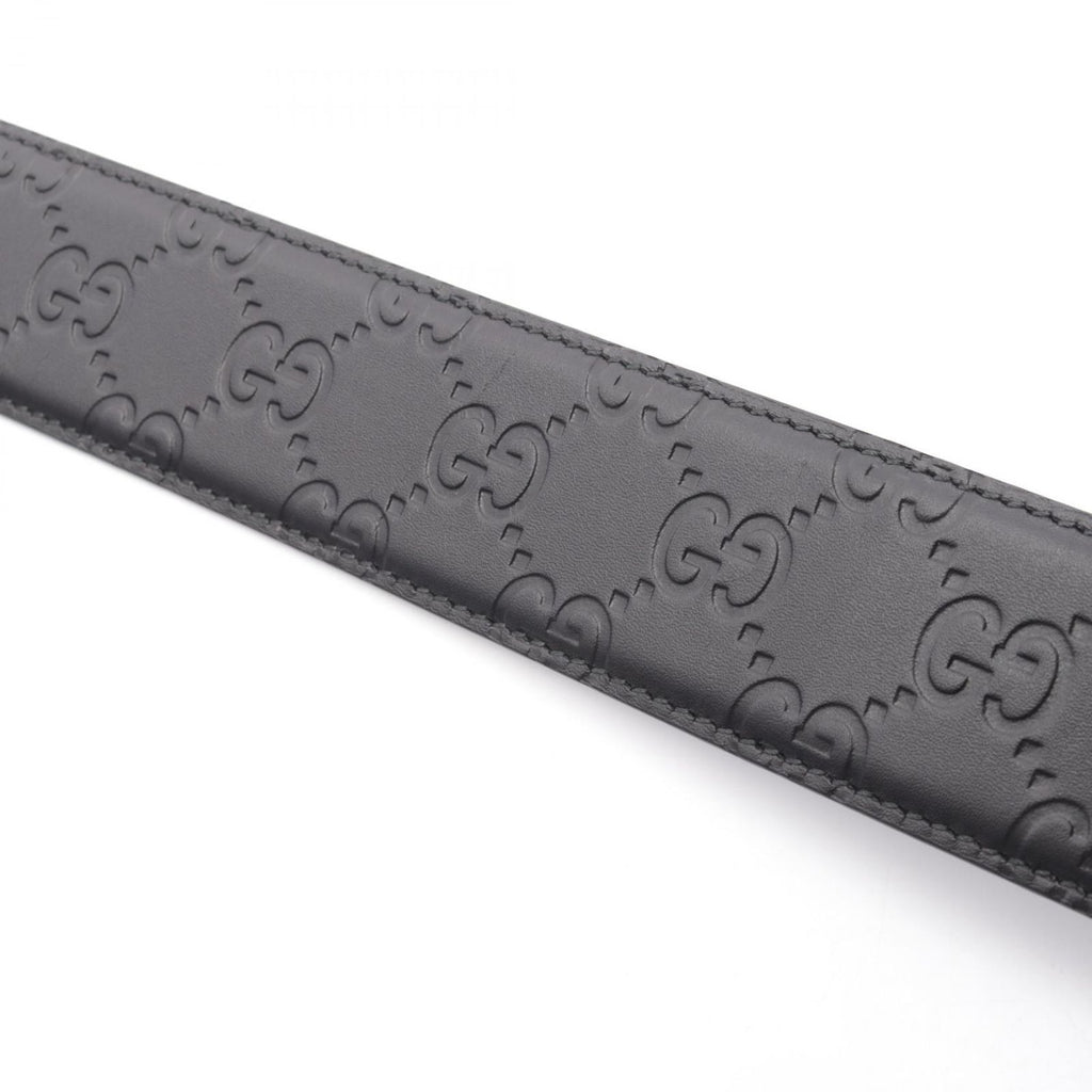 Gucci Belt Interlocking G Guccissima Silver Black Leather — view 5