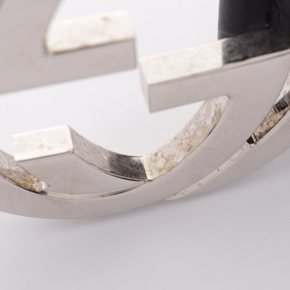 Gucci Belt Interlocking G Guccissima Silver Black Leather — view 7