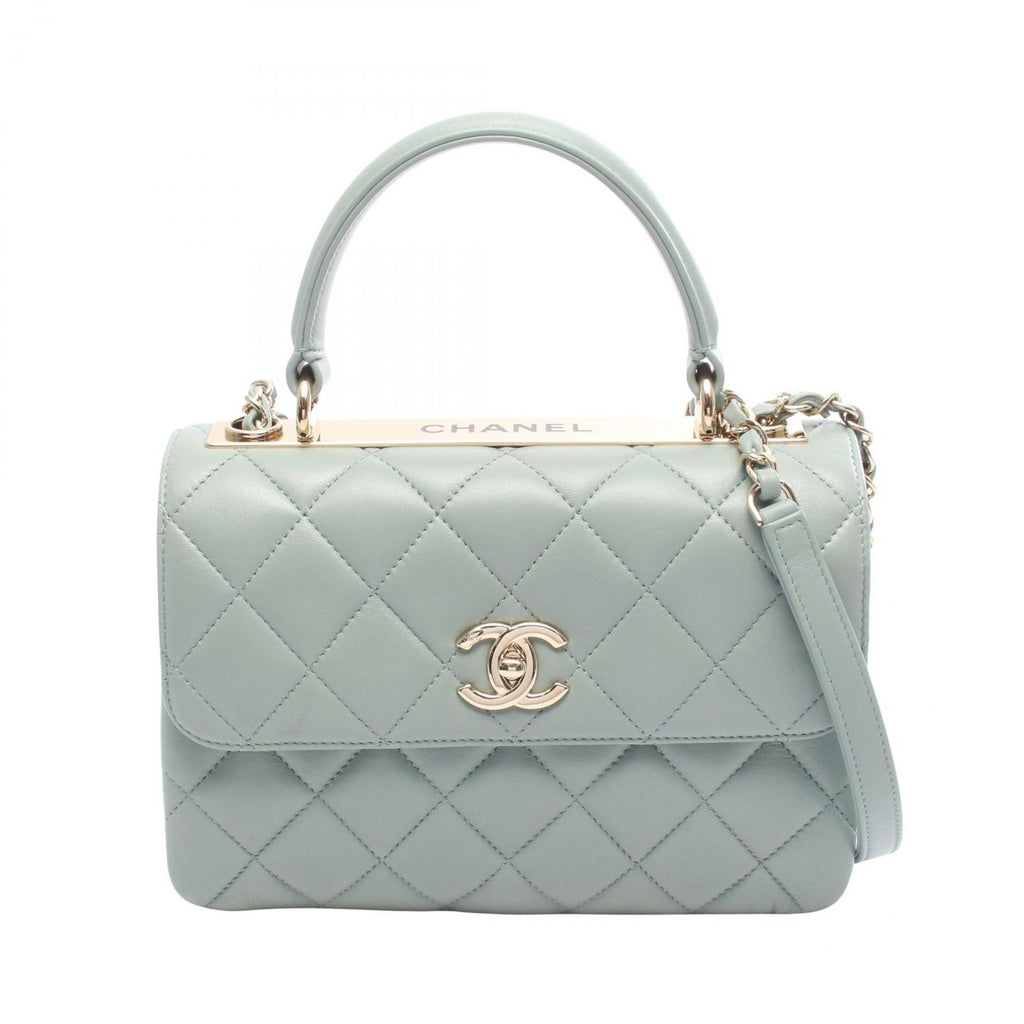 Chanel Shoulder Bag Trendy CC Small Top Handle Flap 2-Way Sage Green Leather