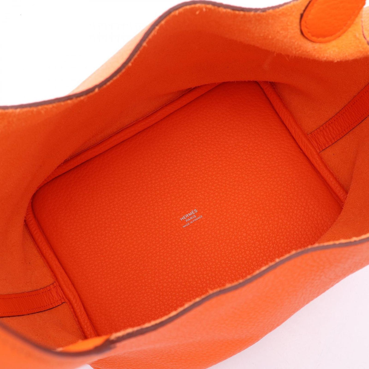 Hermes Handbag Picotin Lock MM Orange Mini Anne Leather — view 3