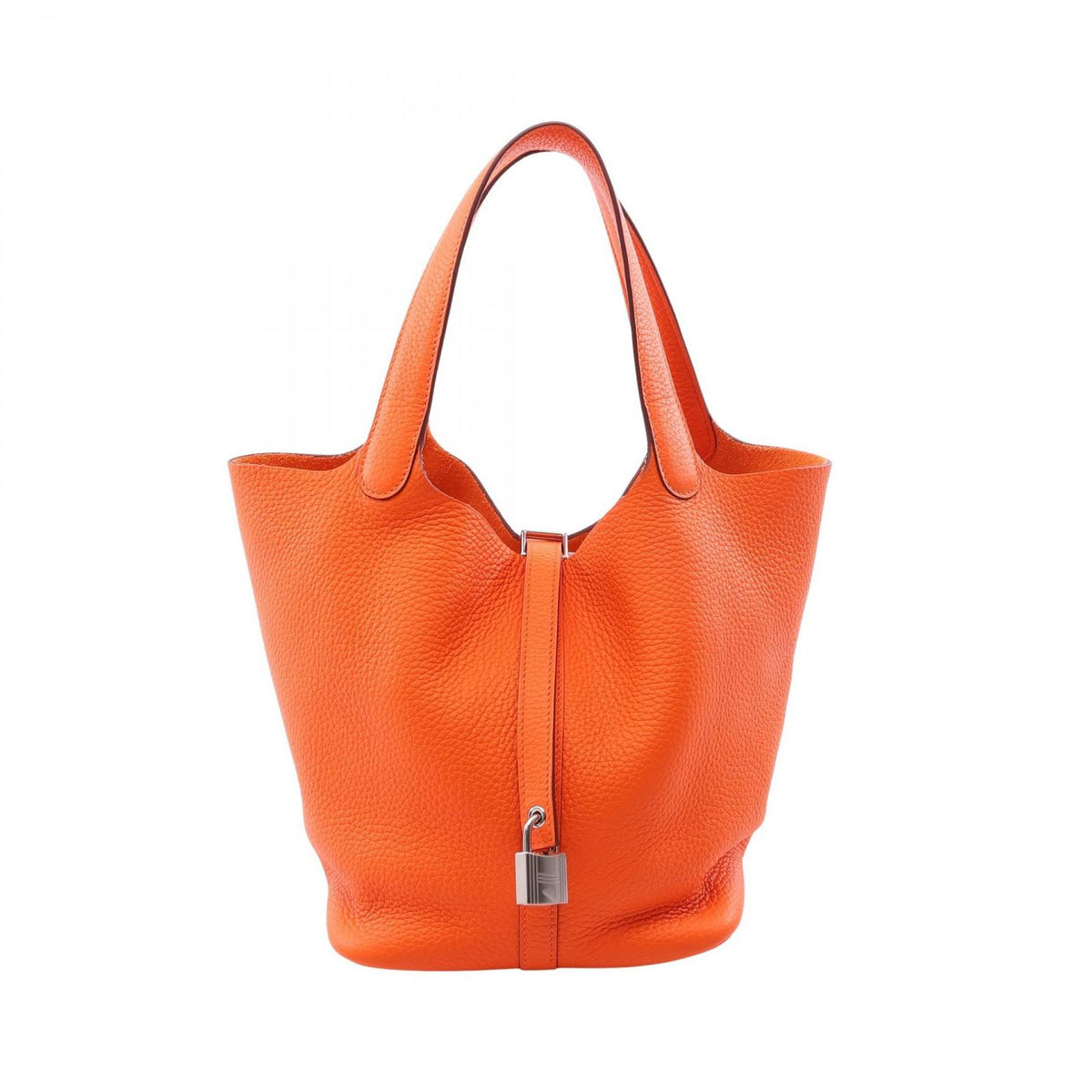 Hermes Handbag Picotin Lock MM Orange Mini Anne Leather