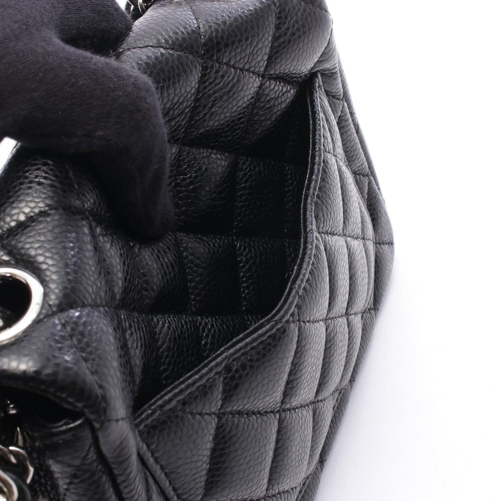 Chanel Shoulder Bag Mini Quilted Black Caviar Leather Chain — view 6