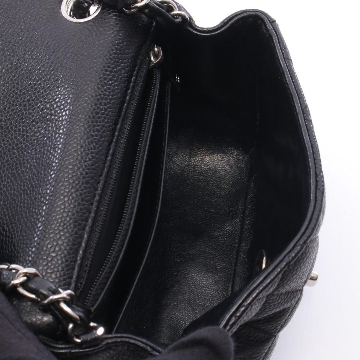 Chanel Shoulder Bag Mini Quilted Black Caviar Leather Chain — view 3
