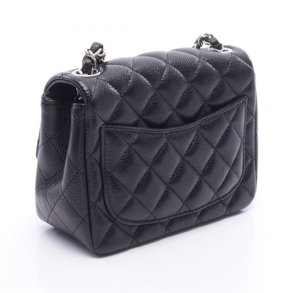Chanel Shoulder Bag Mini Quilted Black Caviar Leather Chain — view 2