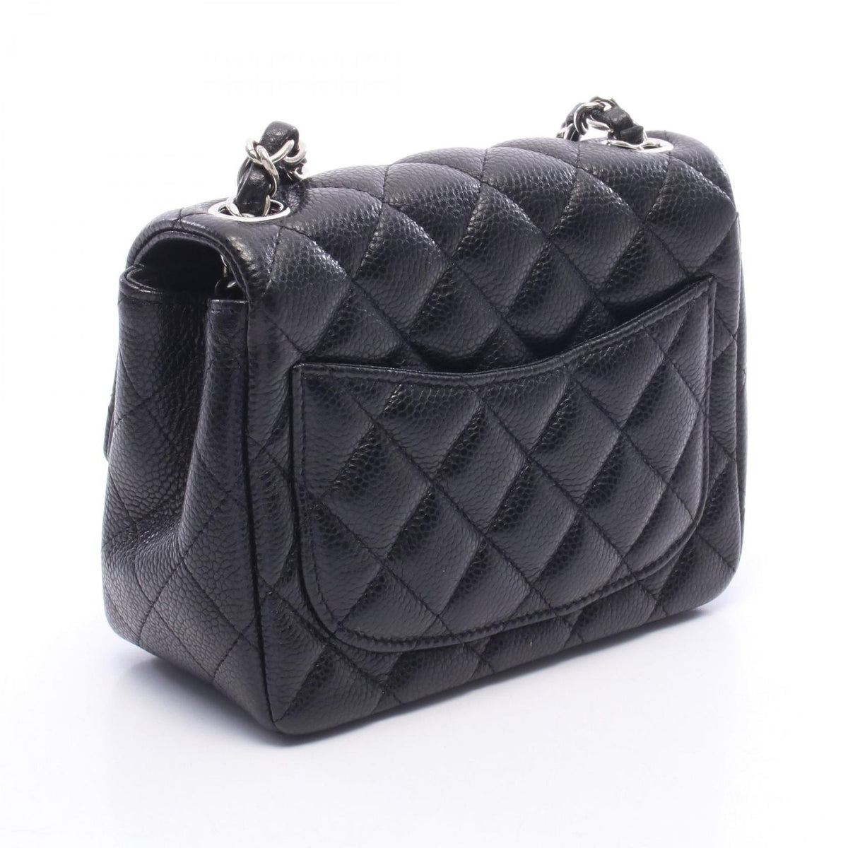 Chanel Shoulder Bag Mini Quilted Black Caviar Leather Chain — view 2