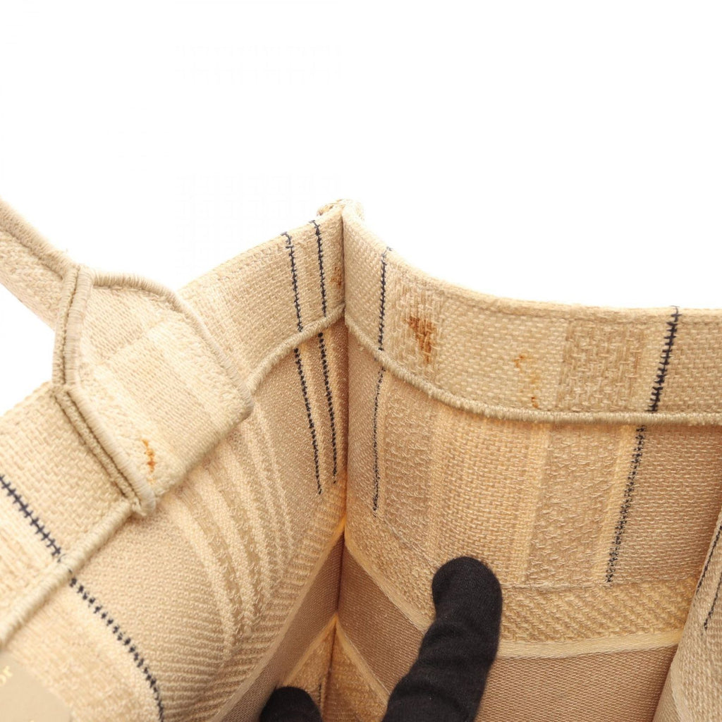 Dior Tote Bag Book Medium Ivory Beige Black Canvas — view 5