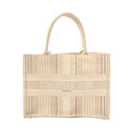 Dior Tote Bag Book Medium Ivory Beige Black Canvas