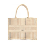 Dior Tote Bag Book Medium Ivory Beige Black Canvas