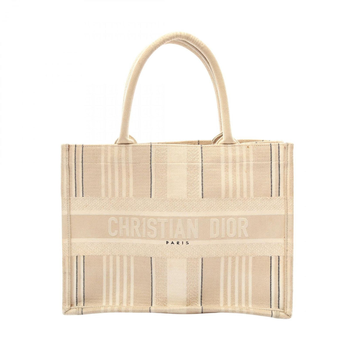Dior Tote Bag Book Medium Ivory Beige Black Canvas