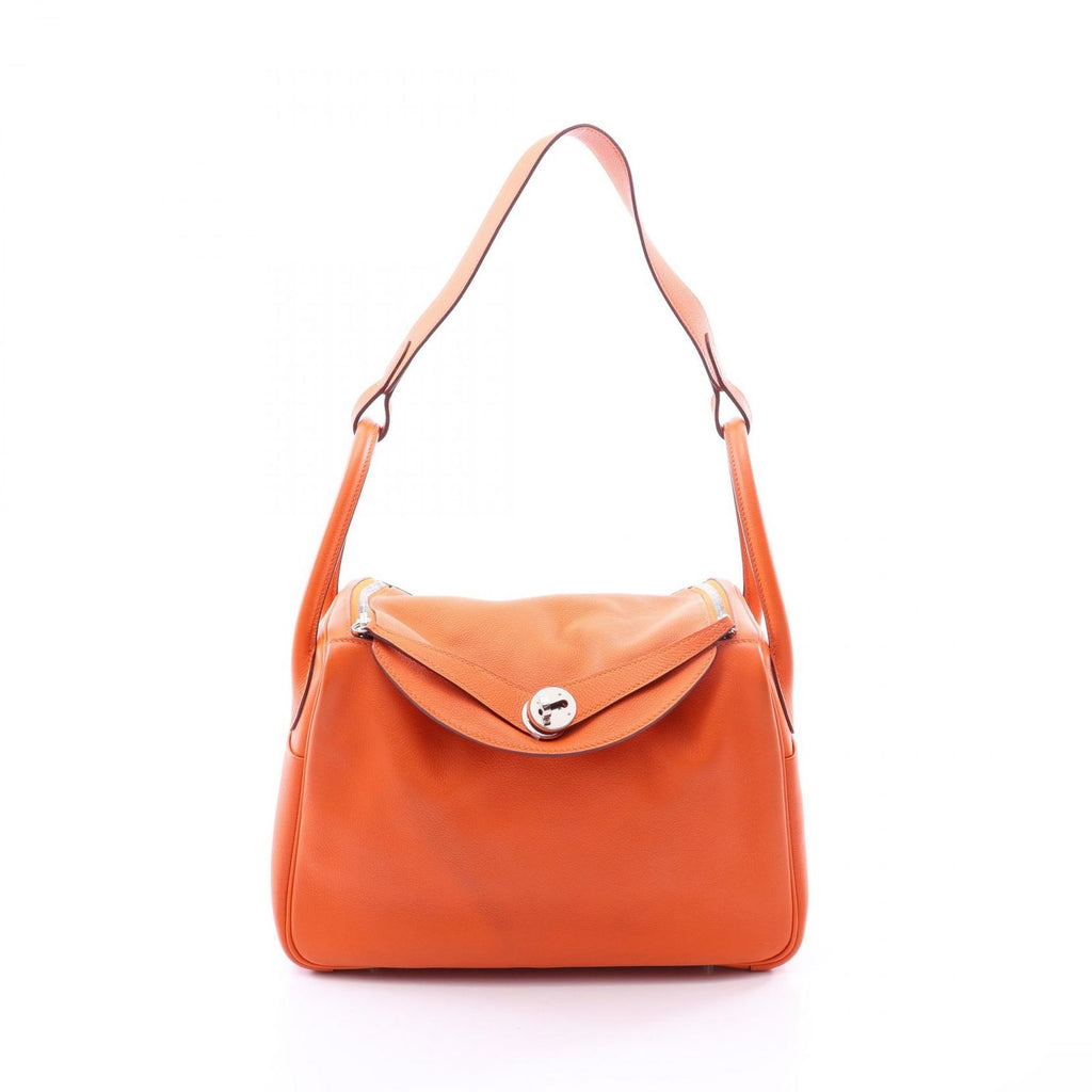 Hermes Shoulder Bag Lindy 30 Orange Leather